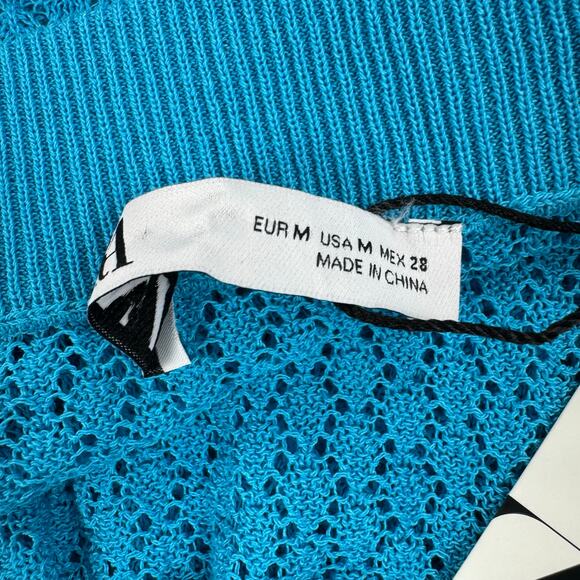 Zara Women's Pointelle Sweater Skirt Set Small Medium Turquoise Bloggers Fav - Picture 9 of 15